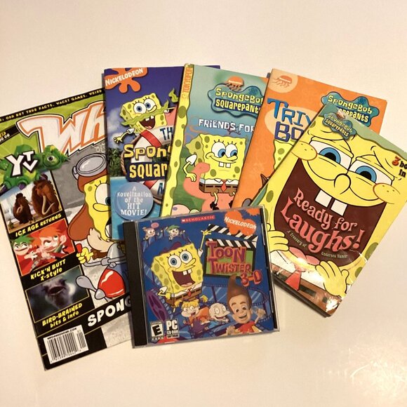 A Bundle of SpongeBob SquarePants Paperback Books + CD Collectable - Picture 1 of 16